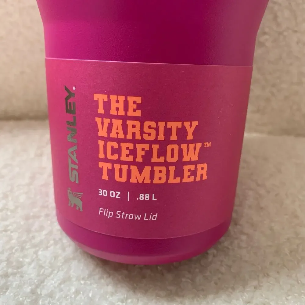 New Stanley The Varsity Iceflow Flip Straw Tumbler 30 oz - Fuchsia Mesh - Picture 4 of 6